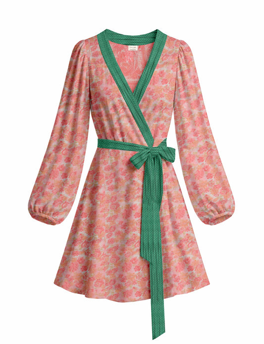 One Of A Kind Recyled Wrap Mini Dress #M6