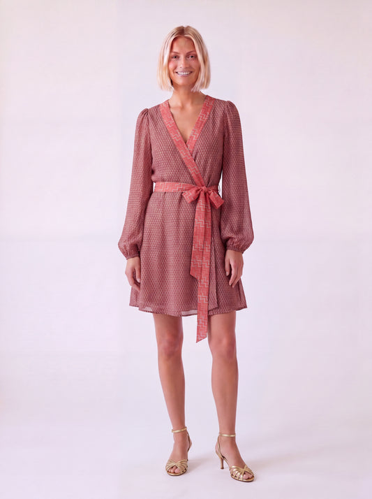 One Of A Kind Recyled Wrap Mini Dress #S1