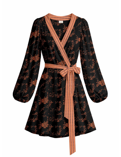 One Of A Kind Recyled Wrap Mini Dress #S11