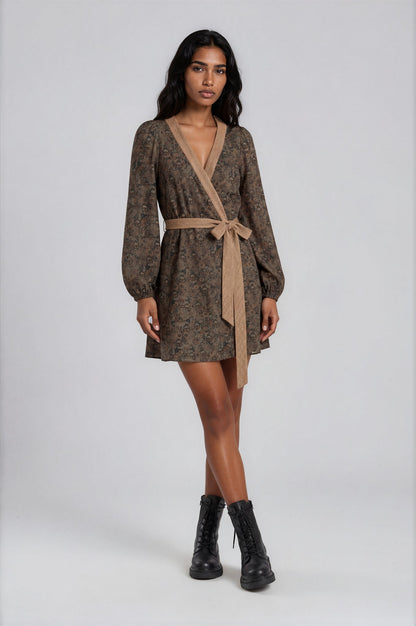 One Of A Kind Recyled Wrap Mini Dress #S12