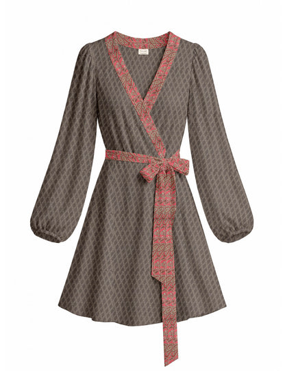 One Of A Kind Recyled Wrap Mini Dress #S16