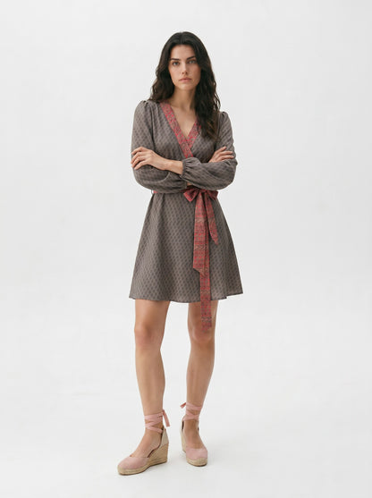 One Of A Kind Recyled Wrap Mini Dress #S16
