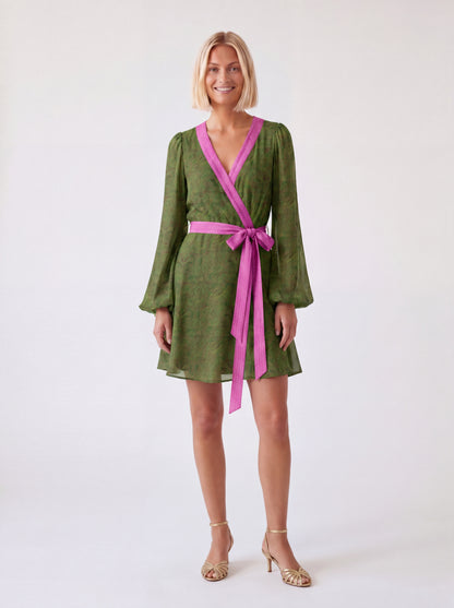 One Of A Kind Recyled Wrap Mini Dress #S18