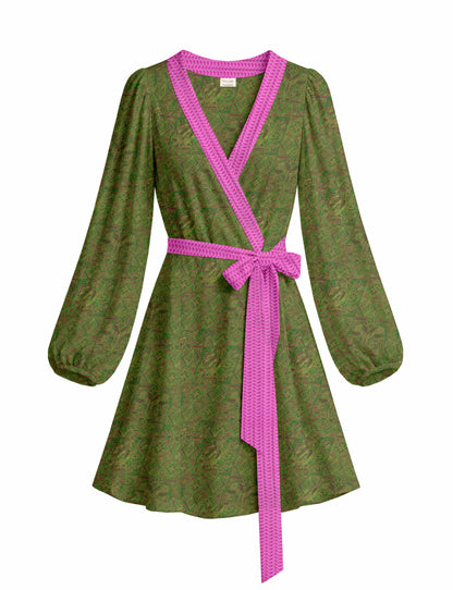 One Of A Kind Recyled Wrap Mini Dress #S18