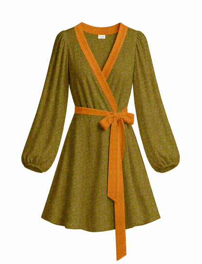 One Of A Kind Recyled Wrap Mini Dress #S4