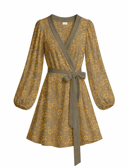 One Of A Kind Recyled Wrap Mini Dress #S7