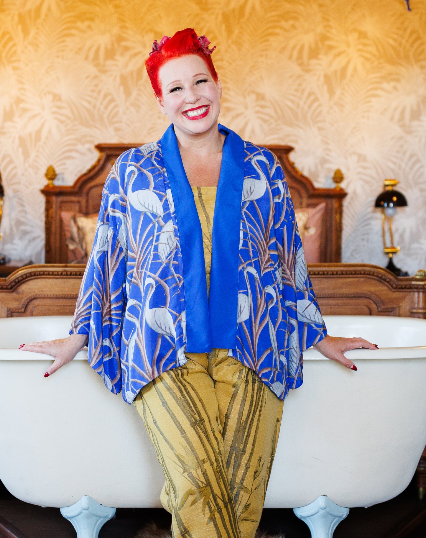 Escape to the Chateau Nouveau Heron Reversible Print Kimono