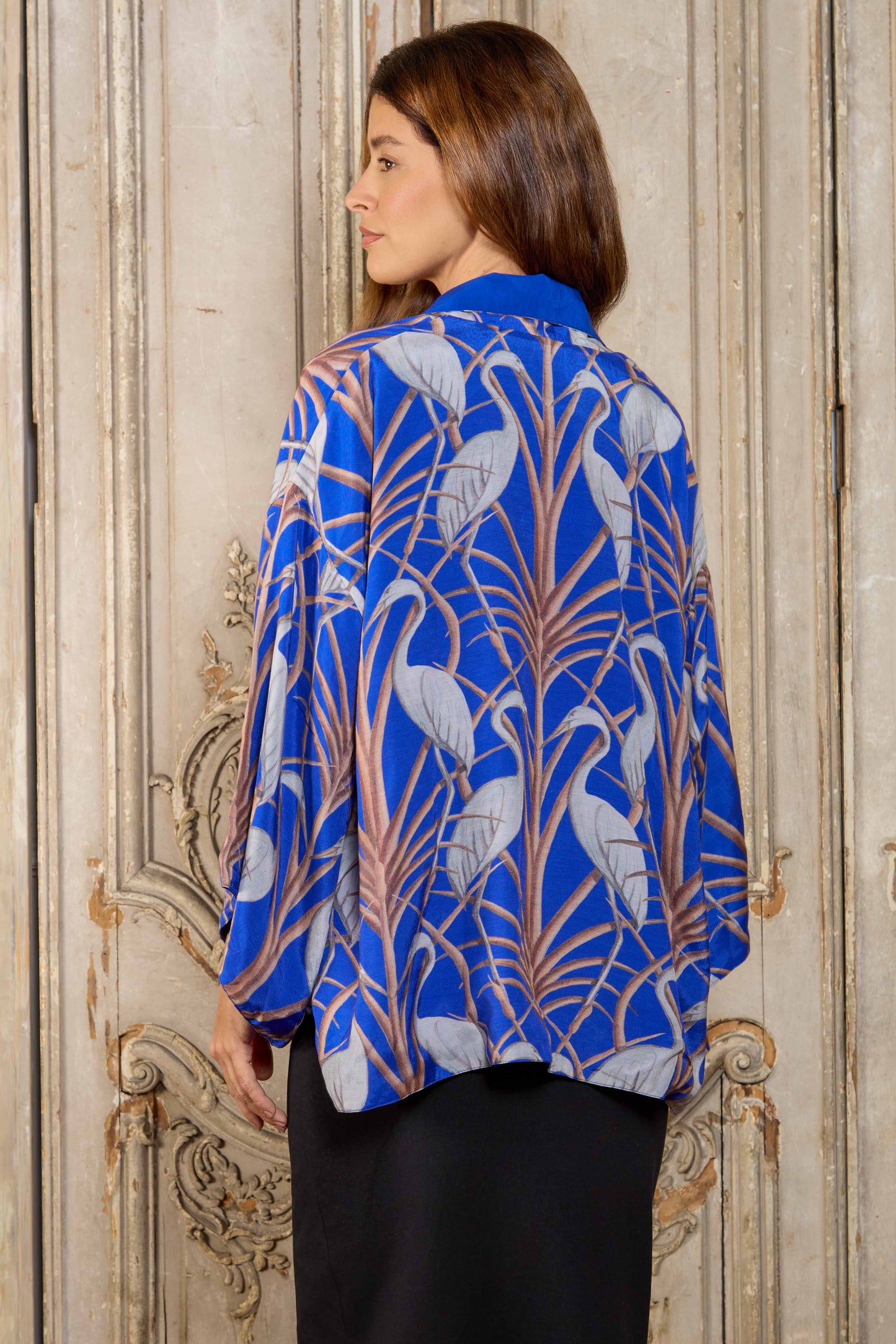 Escape to the Chateau Nouveau Heron Reversible Print Kimono