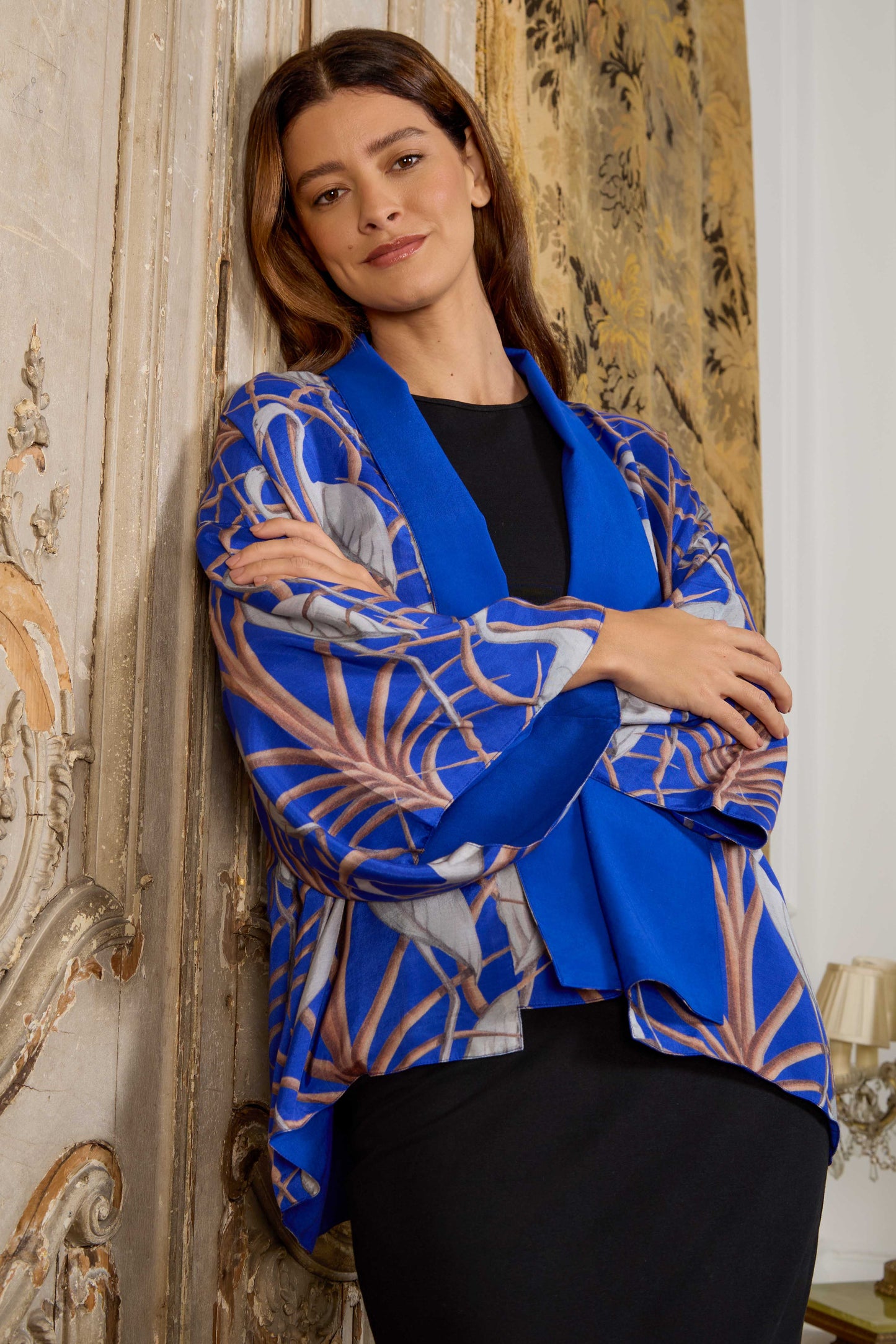 Escape to the Chateau Nouveau Heron Reversible Print Kimono