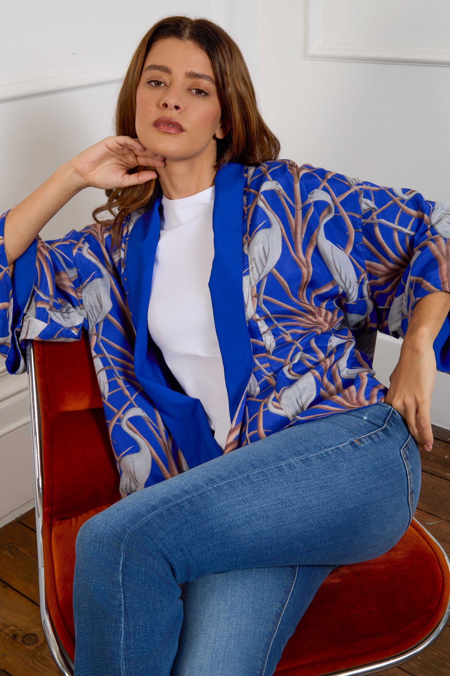 Escape to the Chateau Nouveau Heron Reversible Print Kimono