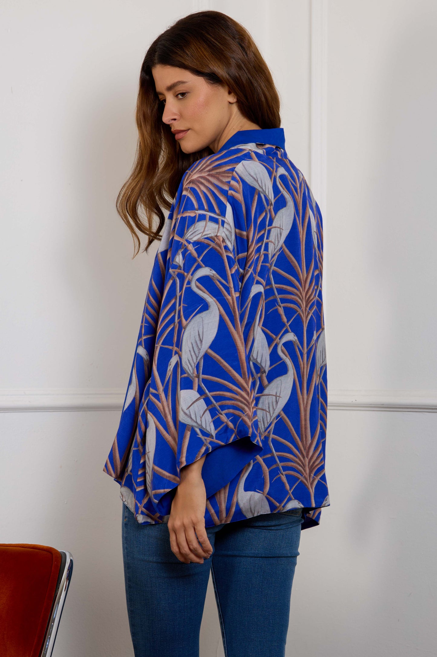 Escape to the Chateau Nouveau Heron Reversible Print Kimono