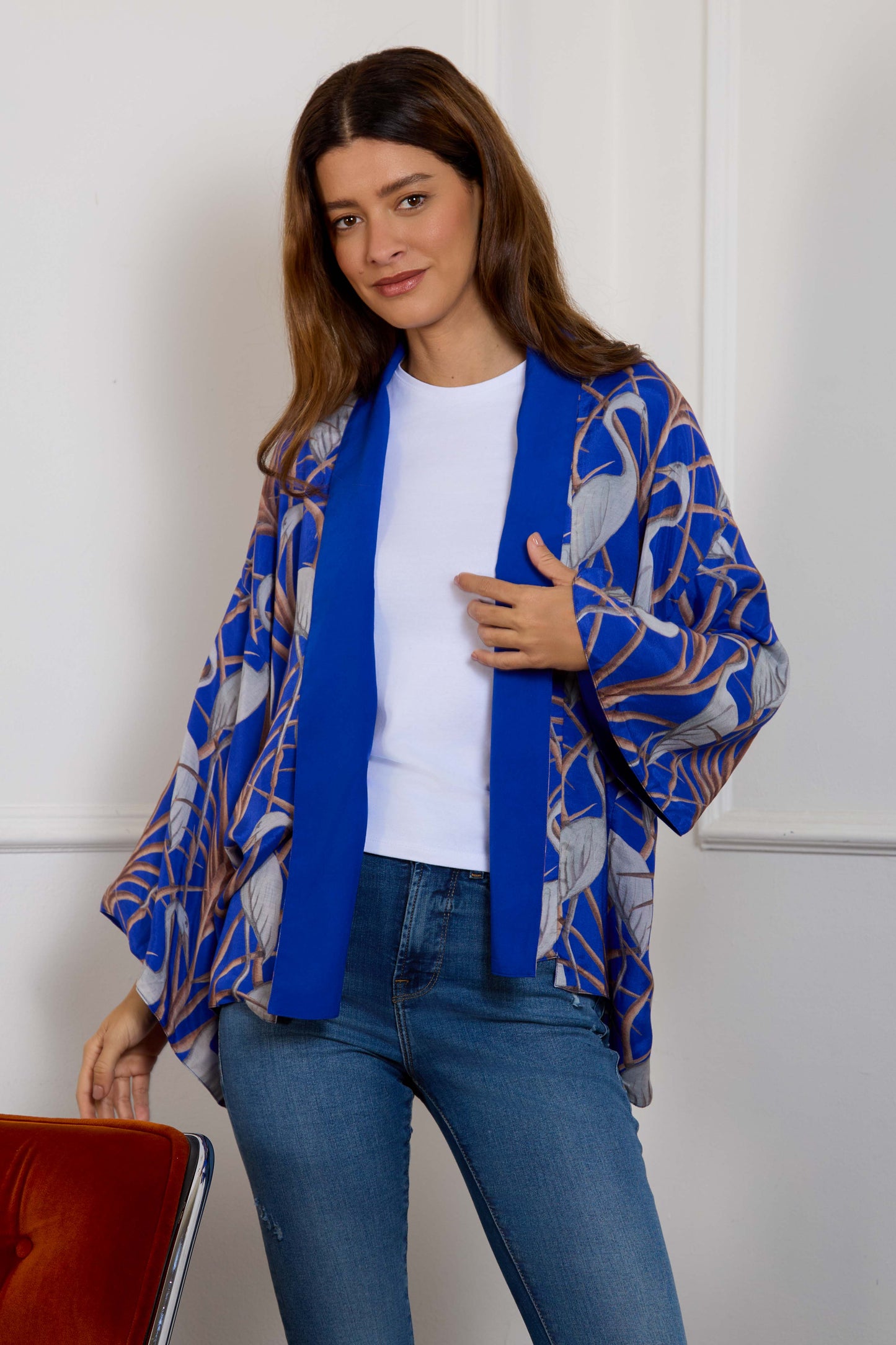 Escape to the Chateau Nouveau Heron Reversible Print Kimono