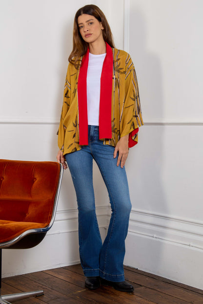 Escape to the Chateau Bamboo Ochre Reversible Print Kimono