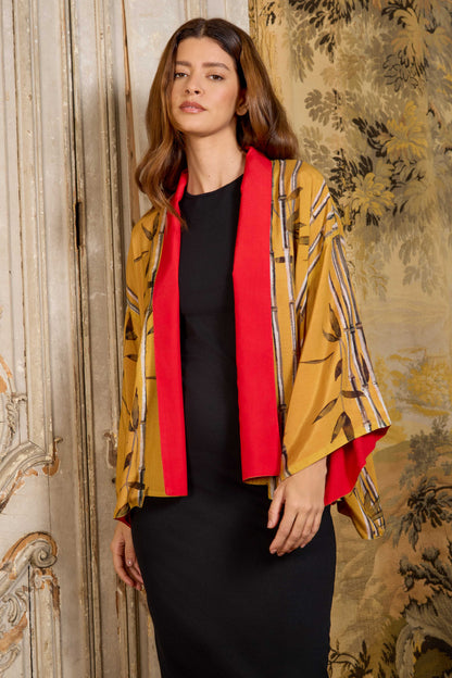 Escape to the Chateau Bamboo Ochre Reversible Print Kimono