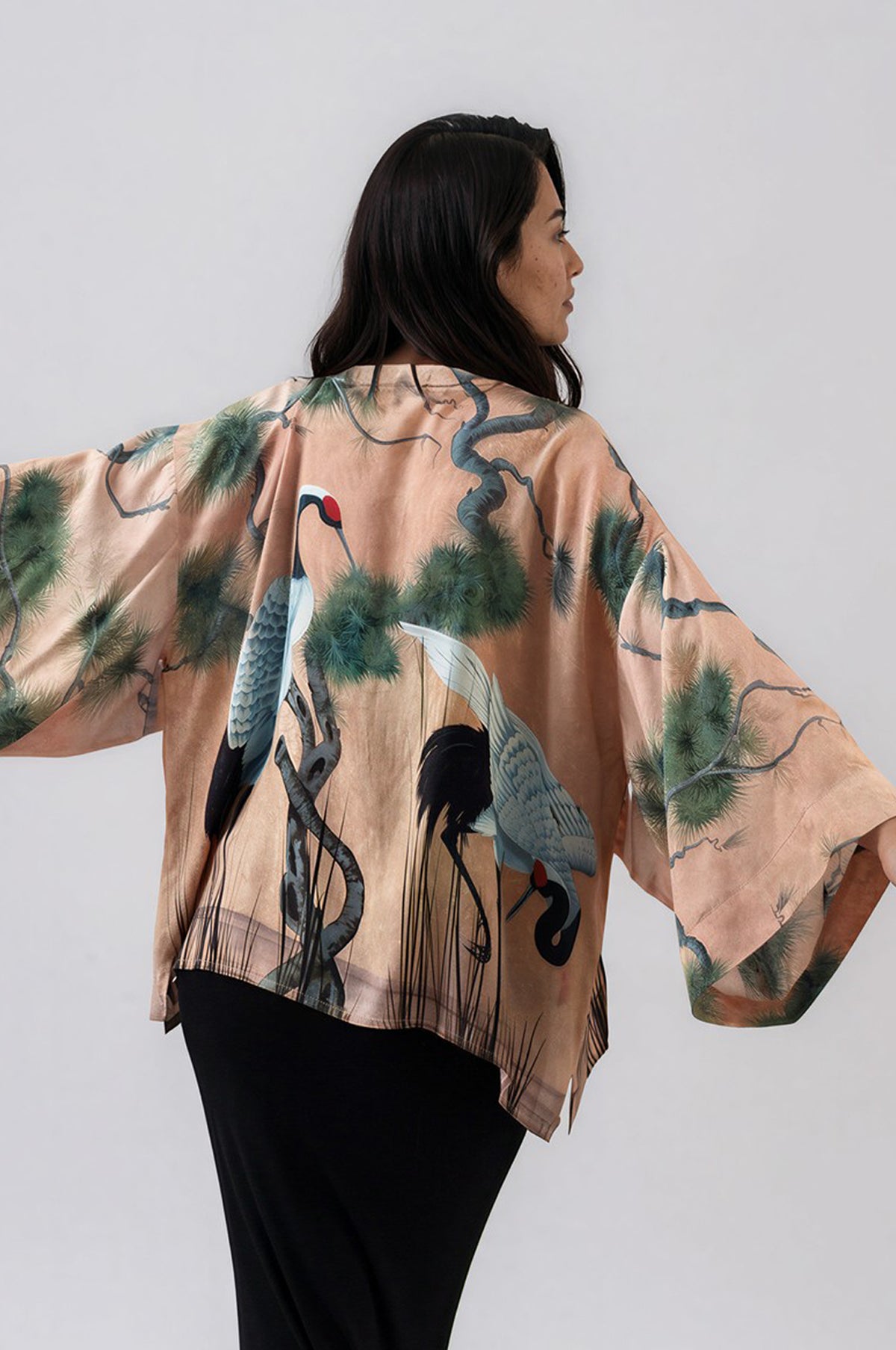 Artist Collab - Jane Willoughby X Artemis Muse Red Crowned Crane Print Kimono