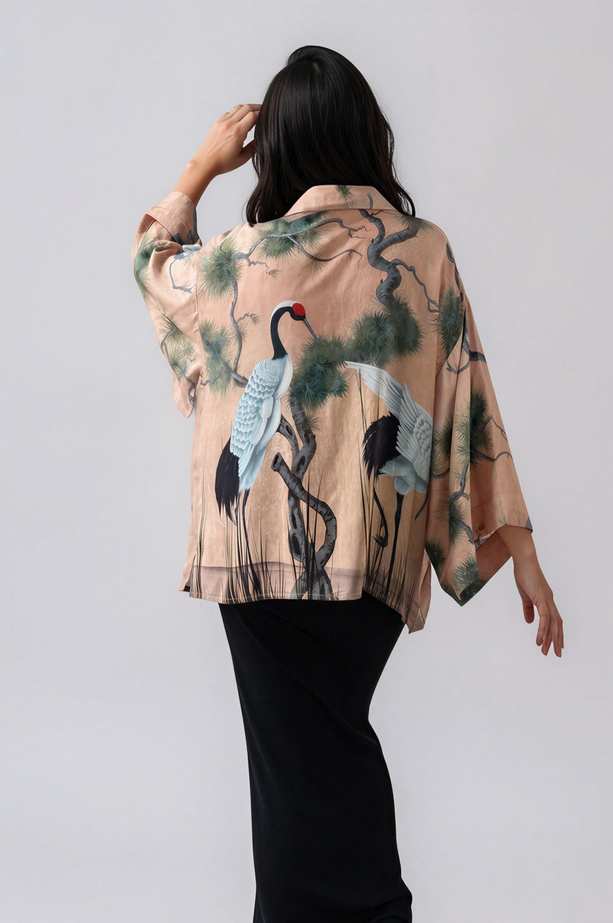 Artist Collab - Jane Willoughby X Artemis Muse Red Crowned Crane Print Kimono
