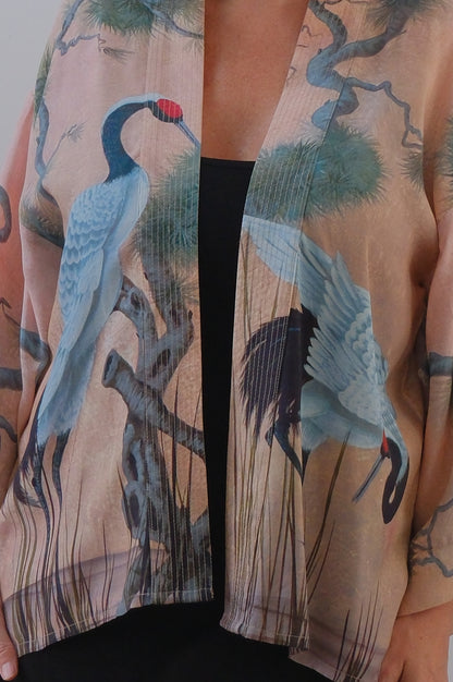 Artist Collab - Jane Willoughby X Artemis Muse Red Crowned Crane Print Kimono