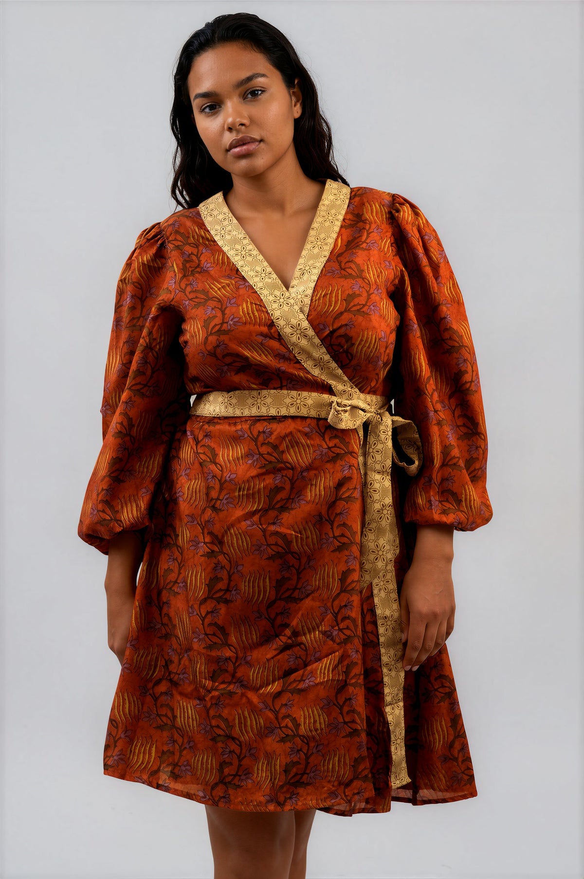 One Of A Kind Recyled Wrap Mini Dress #L10