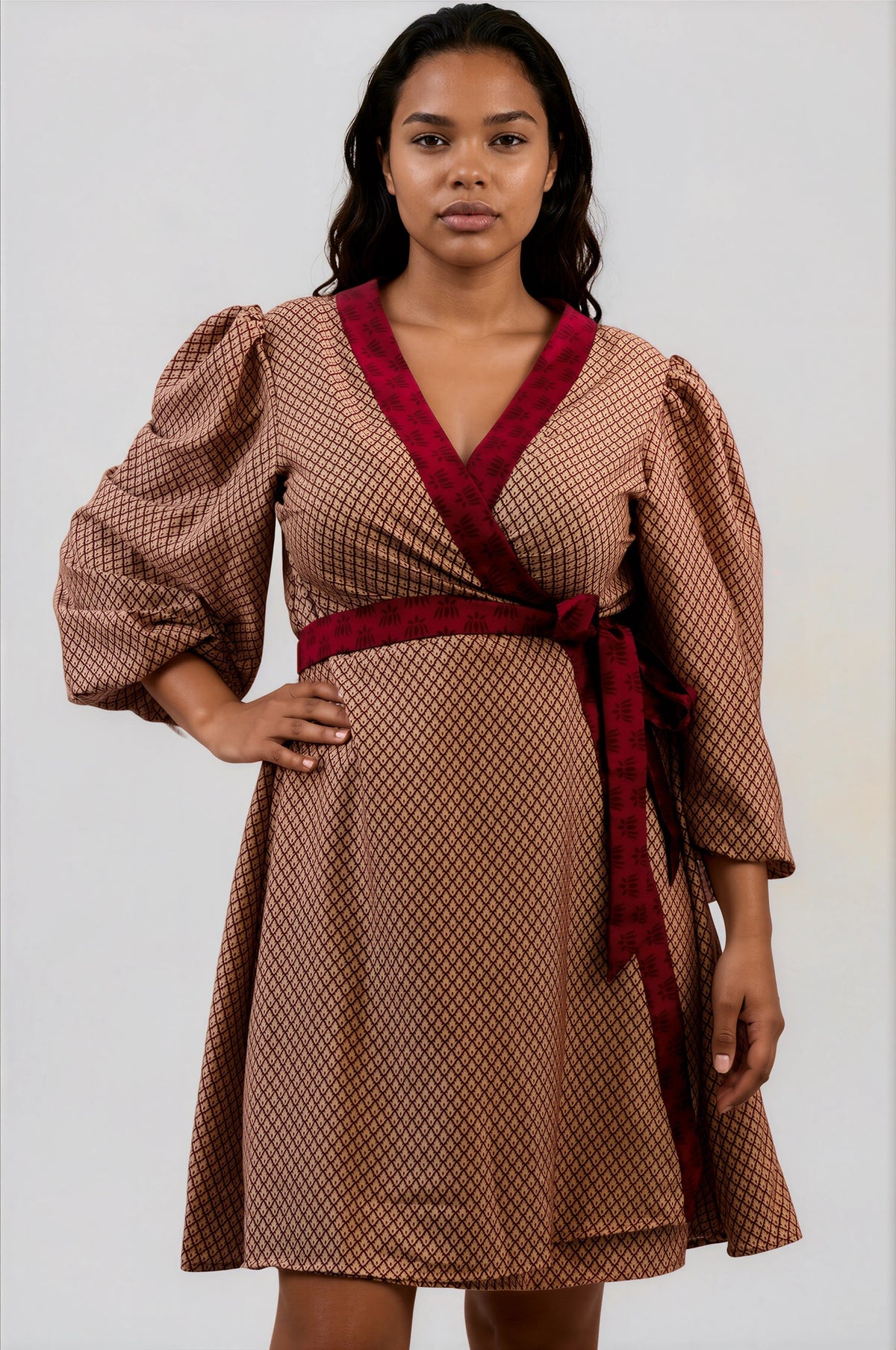 One Of A Kind Recyled Wrap Mini Dress #L14