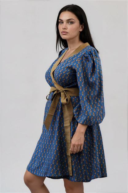 One Of A Kind Recyled Wrap Mini Dress #L19