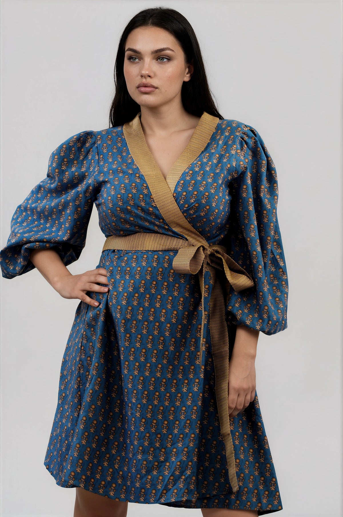 One Of A Kind Recyled Wrap Mini Dress #L19