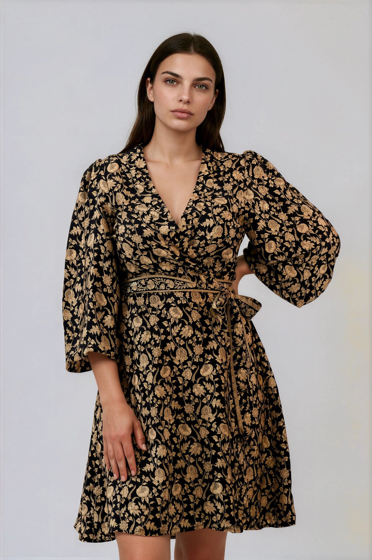 One Of A Kind Recyled Wrap Mini Dress #M35