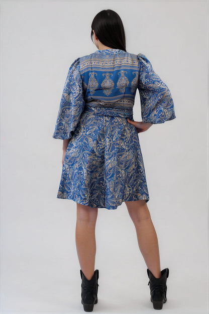 One Of A Kind Recyled Wrap Mini Dress #M36