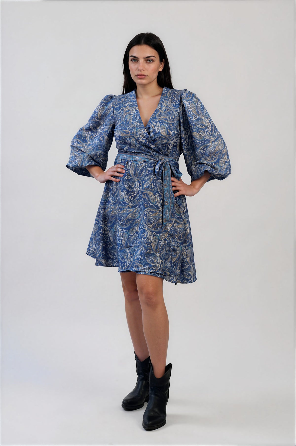 One Of A Kind Recyled Wrap Mini Dress #M36