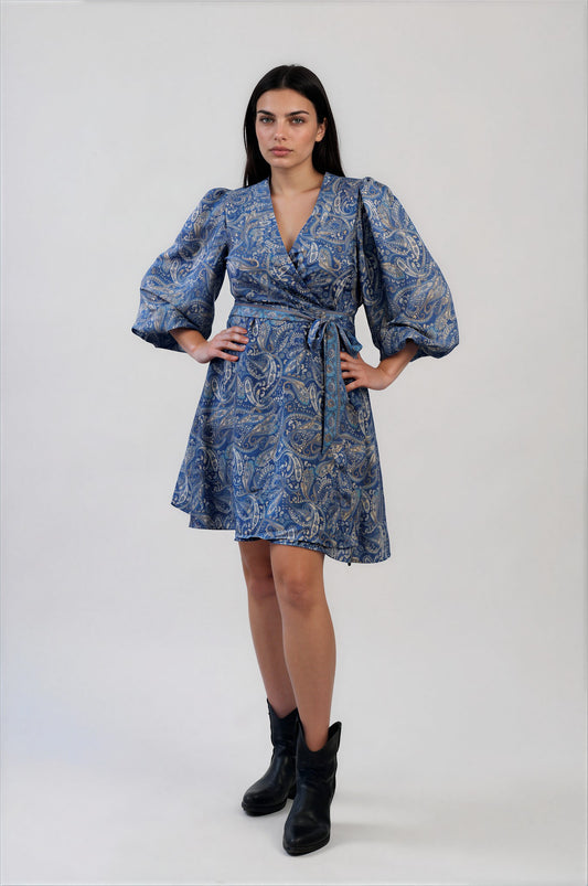 One Of A Kind Recyled Wrap Mini Dress #M36