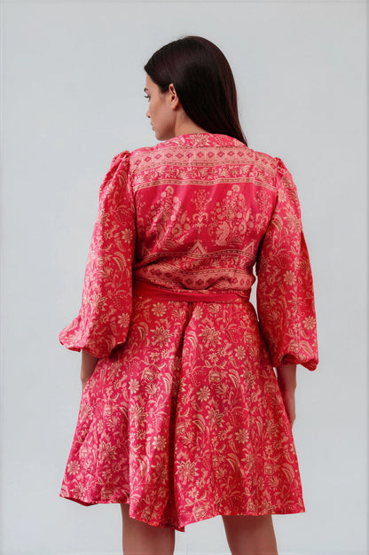 One Of A Kind Recyled Wrap Mini Dress #M37