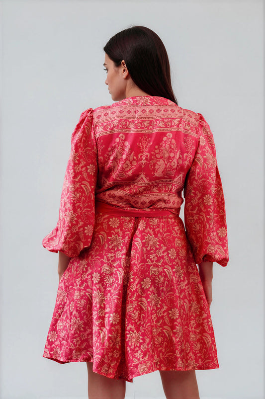 One Of A Kind Recyled Wrap Mini Dress #M37