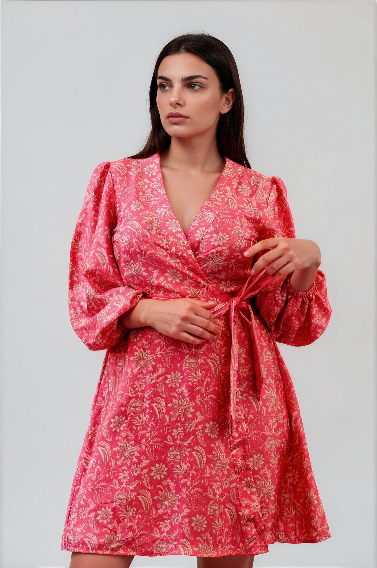 One Of A Kind Recyled Wrap Mini Dress #M37