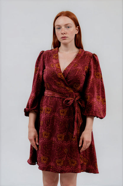 One Of A Kind Recyled Wrap Mini Dress #M39