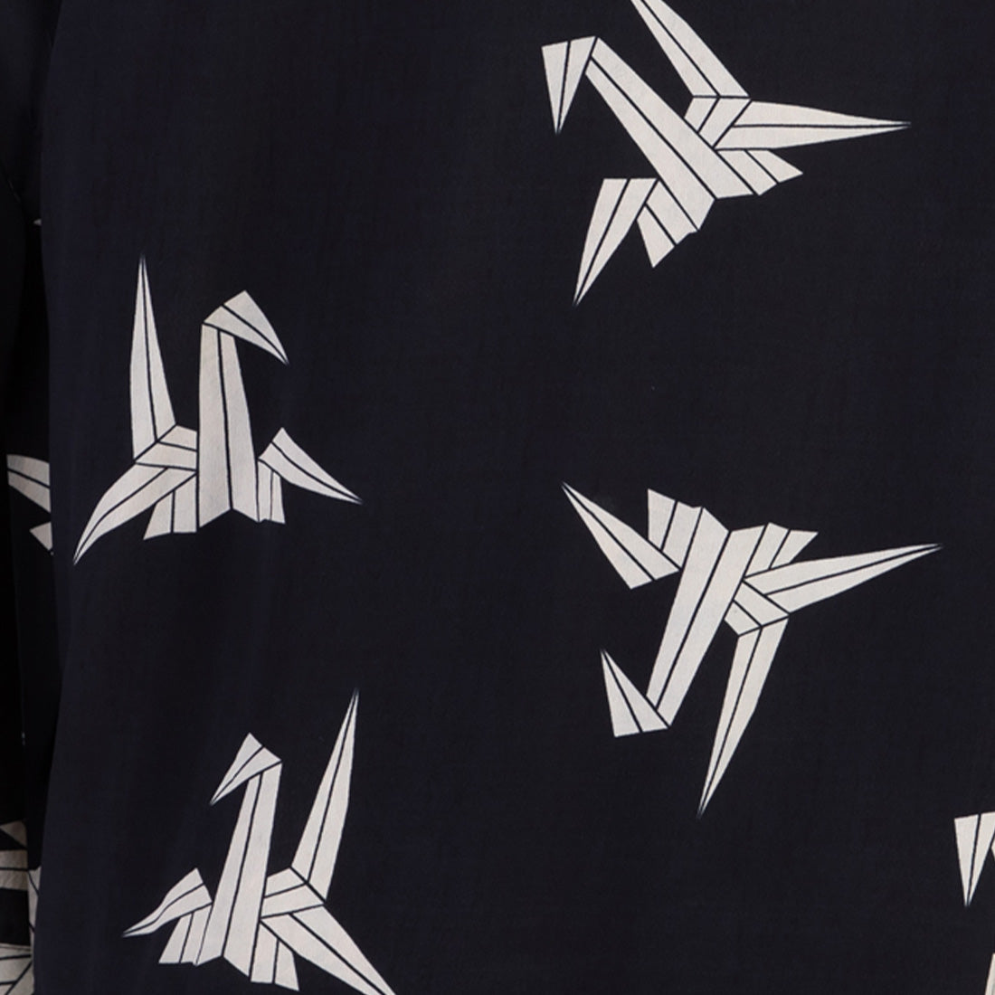 Japanese Origami Bird Print Black & Ivory Short Light Weight Kimono