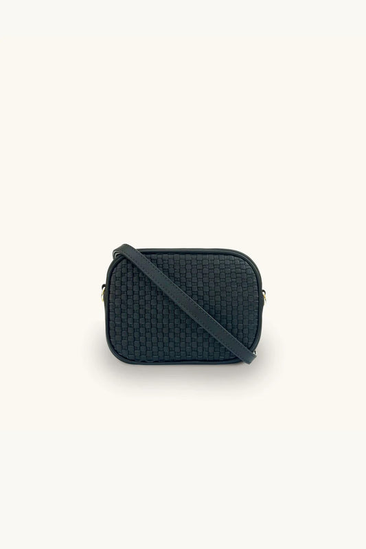 The Penelope Black Woven Leather Camera Bag