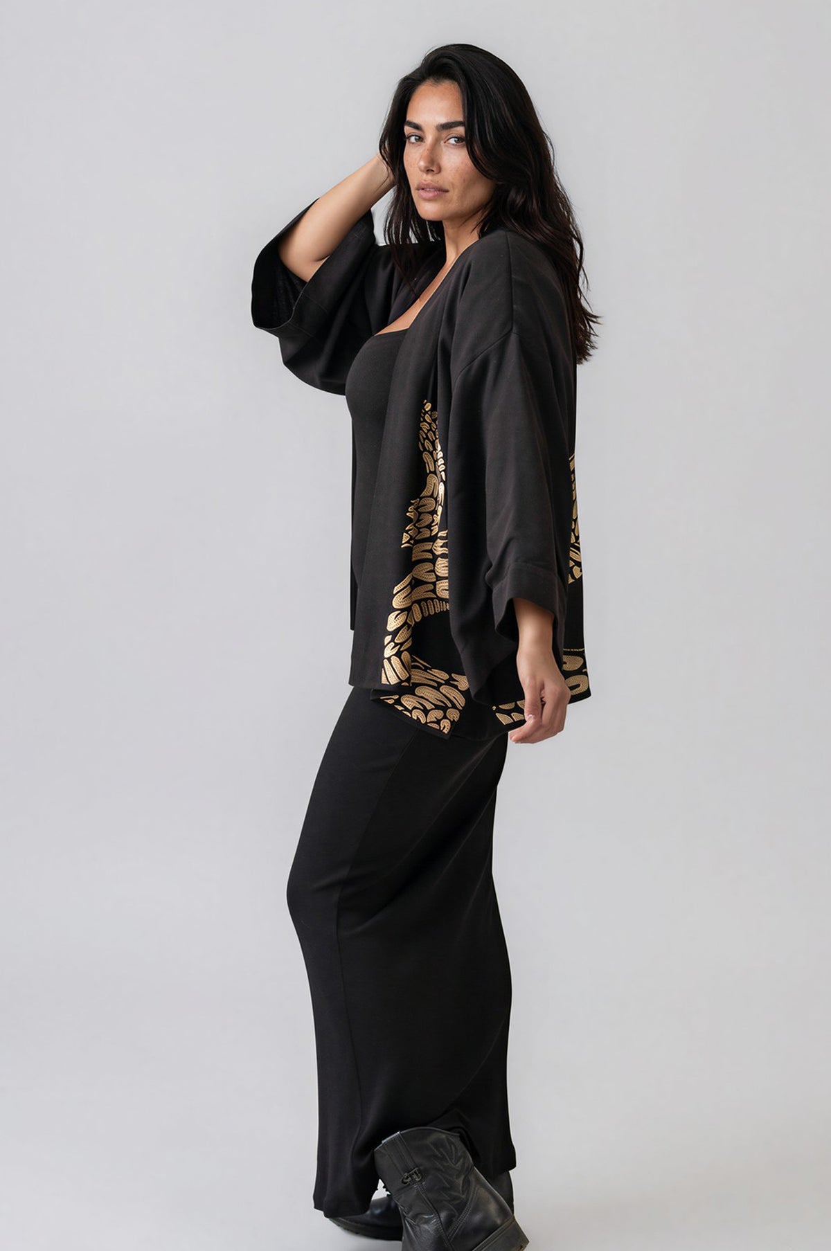 Artist Collab - Rachel Ahmad X Artemis Muse Gold Snake Embroidered Kimono