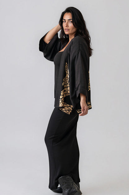 Artist Collab - Rachel Ahmad X Artemis Muse Gold Snake Embroidered Kimono