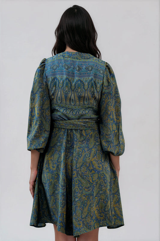 One Of A Kind Recyled Wrap Mini Dress #S23