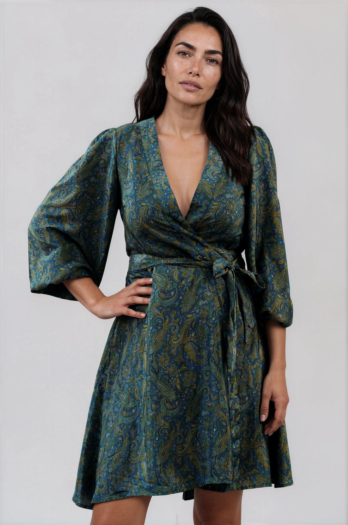 One Of A Kind Recyled Wrap Mini Dress #S23