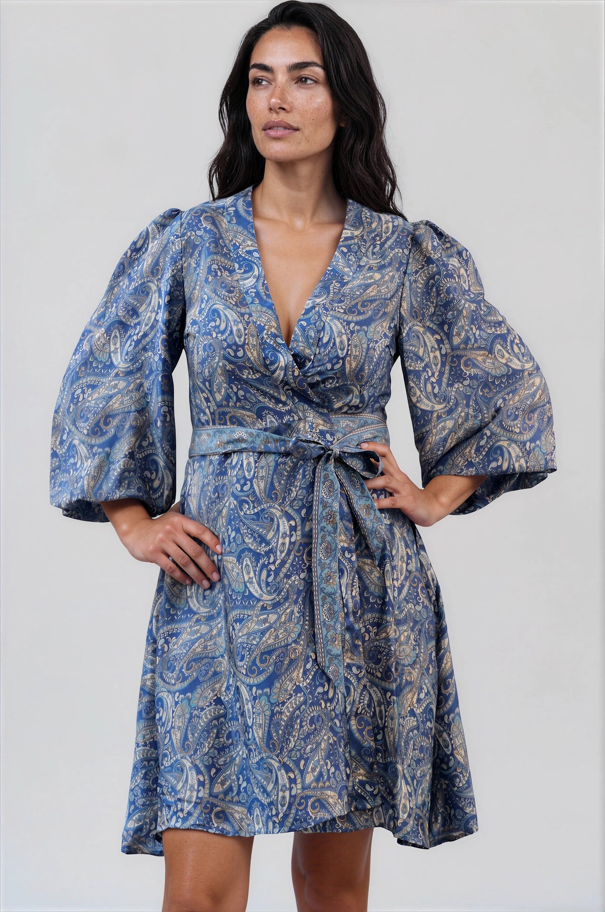 One Of A Kind Recyled Wrap Mini Dress #S25
