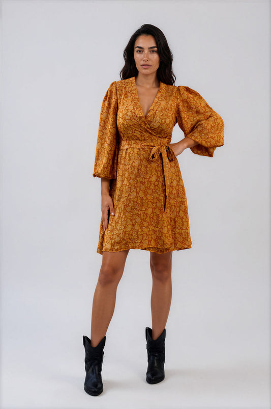 One Of A Kind Recyled Wrap Mini Dress #S26