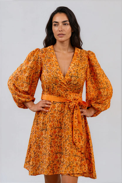 One Of A Kind Recyled Wrap Mini Dress #S28