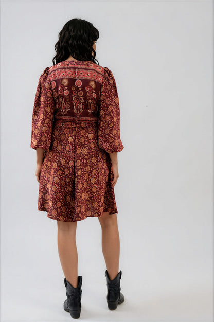 One Of A Kind Recyled Wrap Mini Dress #S29