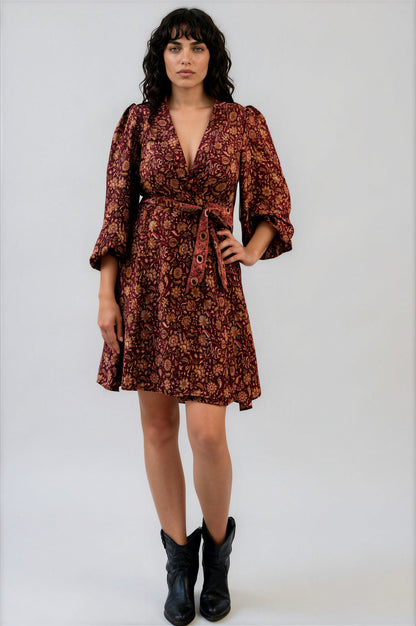 One Of A Kind Recyled Wrap Mini Dress #S29