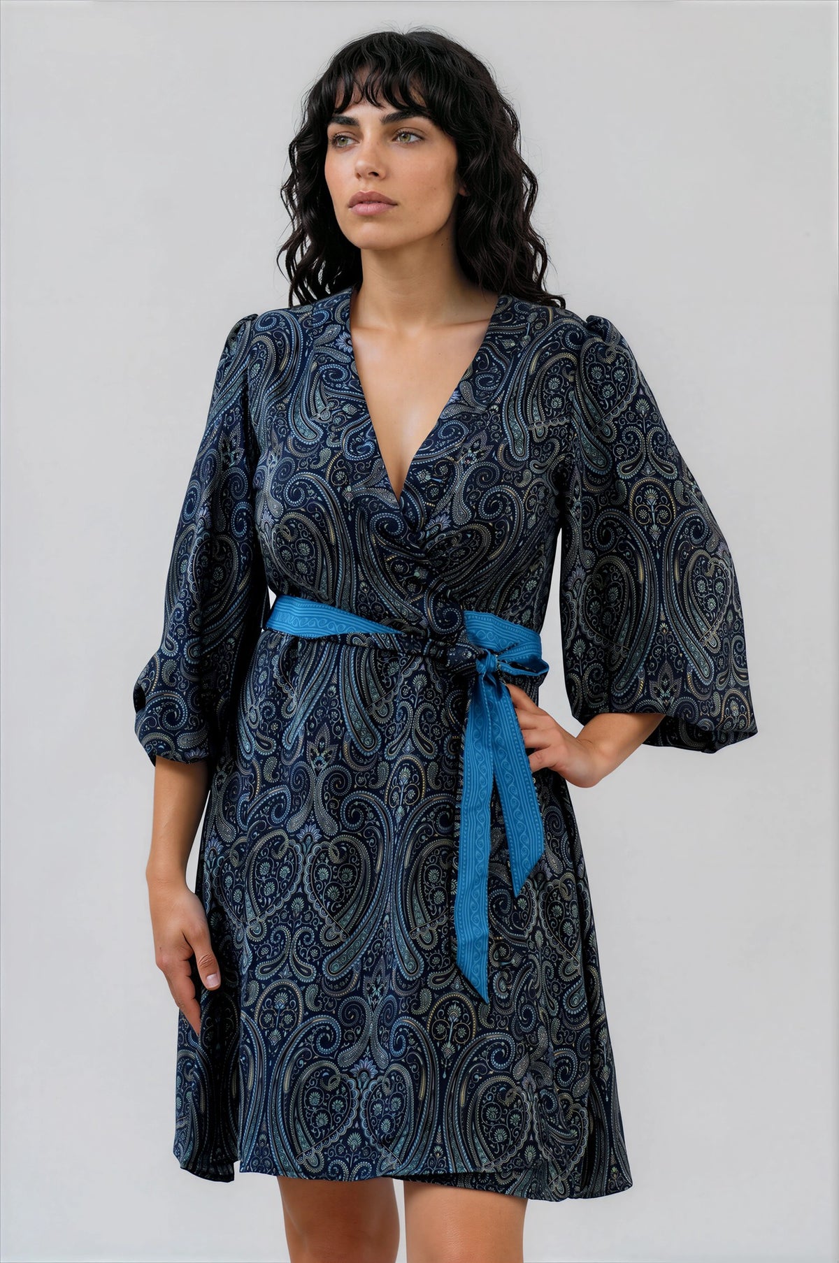 One Of A Kind Recyled Wrap Mini Dress #S30