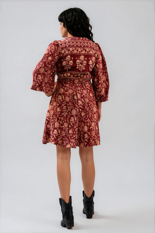 One Of A Kind Recyled Wrap Mini Dress #S33