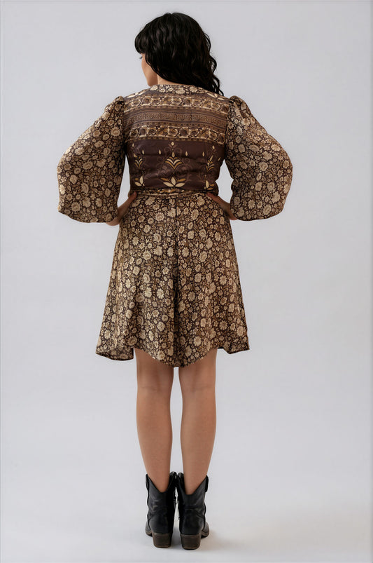 One Of A Kind Recyled Wrap Mini Dress #S37