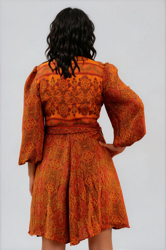 One Of A Kind Recyled Wrap Mini Dress #S39
