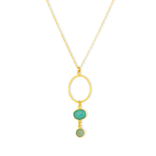 Cadiz Aqua Gemstone Hoop Necklace