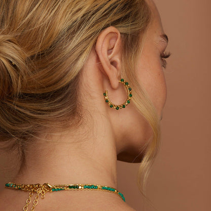 Mini Riva Green Agate Earrings